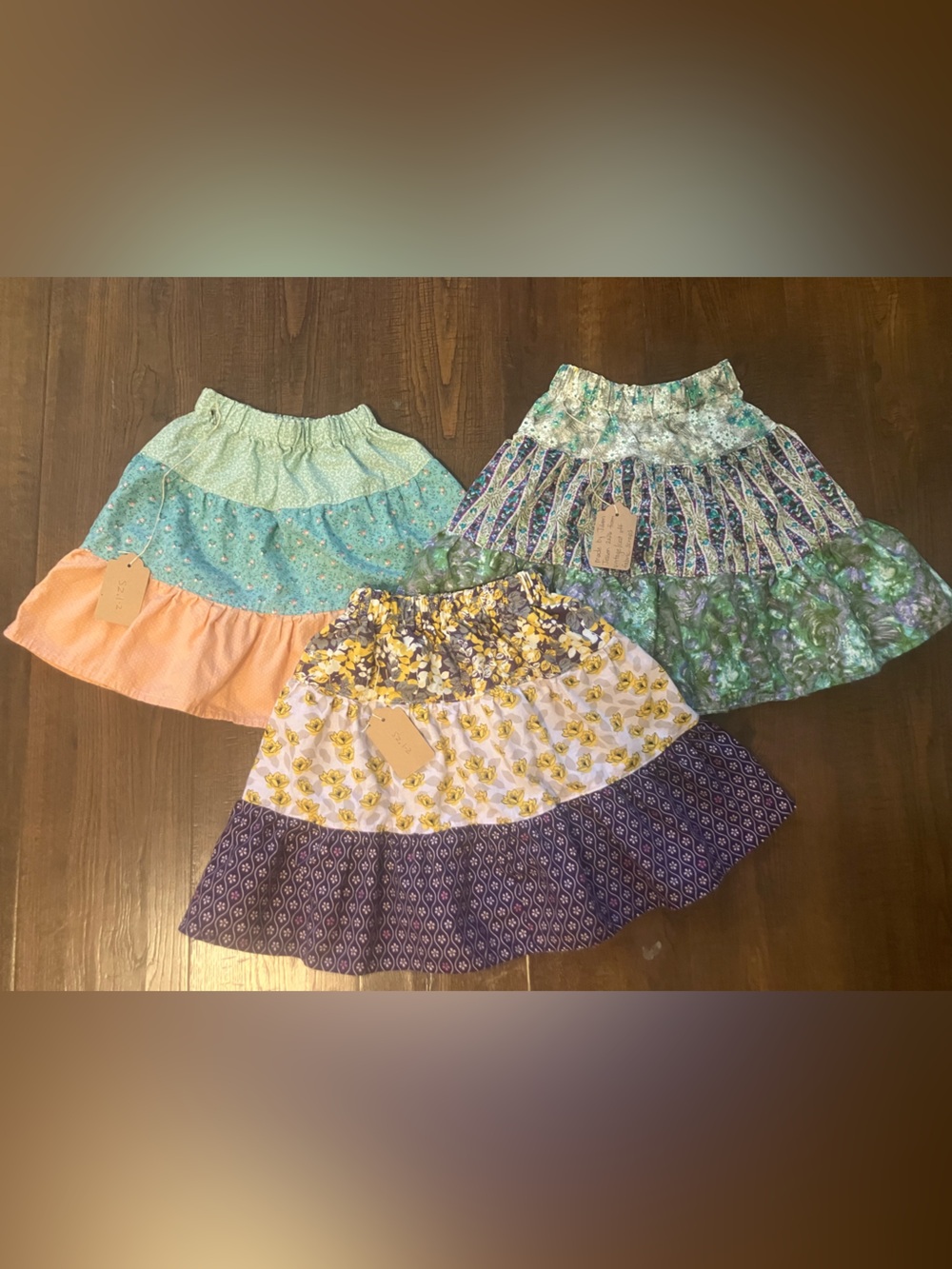 Girls Tiered Floral Skirt - Mixed Pastel and Purple